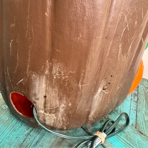 Vintage Halloween Blow Mold Pumpkin Jack o'lantern Tree, Plastic Lawn Yard Decor - Picture 11 of 16